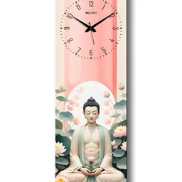OLIVE TREE Peach & Green Printed Analogue Rectangular Wooden Wall Clock image 2
