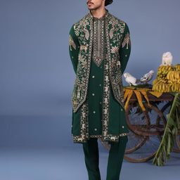 KALPRAAG Men Floral Embroidered Regular Sequinned Kurta with Trousers & With Dupatta-picture-48