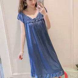 CrossKulture Women V-Neck Satin Nightdress-image-61