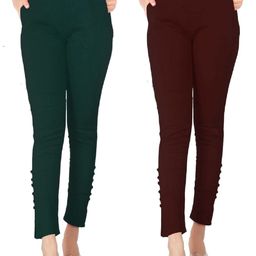 SAJATA Women Green Cotton Casual Cigarette Trousers-picture-43