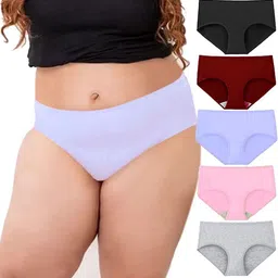 Diving Deep Women Plus Size Pack Of 5 Cotton Hipster Briefs-picture-41