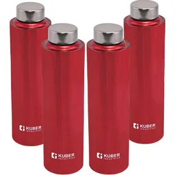 Aura Red Set of 4 Stainless Steel Solid Water Bottle-22