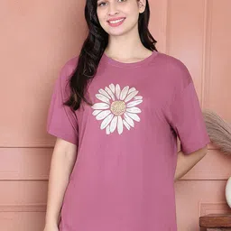 Kanvin Women floral Printed Lounge Tshirt-image-92