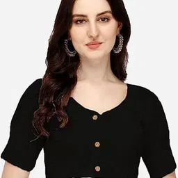 HERE&NOW Chikankari Embroidered Cotton Saree Blouse-24