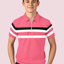 AUSK Boys Striped Polo Collar T-shirt-image-123