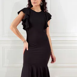 DressBerry Flutter Sleeve Ruffled Bodycon Dress-image-56