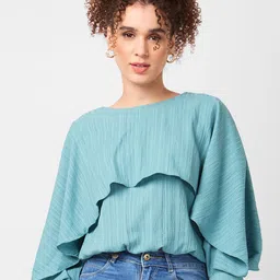 Iti Flared Sleeve Cape Top-image-5