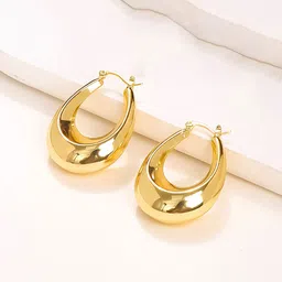 Jewels Galaxy Stainless Steel Gold-Plated Contemporary Hoop Earrings-image-46