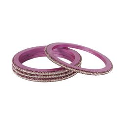 ZULKA Set of 4 CZ Artificial Stones and Beads Lac Bangles-image-6