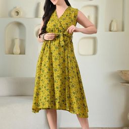 Sangria Women Floral Print Cotton Wrap Dress-picture-47