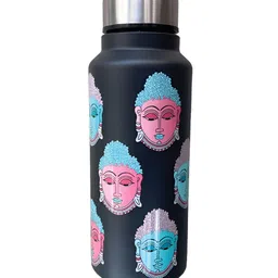 MAATIR DESIGNS Black & Blue Single Stainless Steel Printed Single Wall Vacuum Water Bottle-image-18