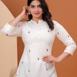 BAESD Floral Printed Mandarin Collar Cotton Top-image-33