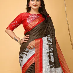Anouk Rustic Kalamkari Zari Sungudi Saree-47