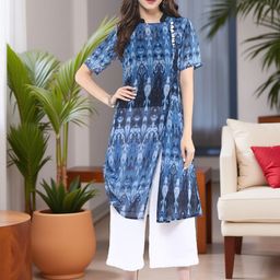 Pannkh Ethnic Motifs Printed A Line Georgette Kurta-image-3