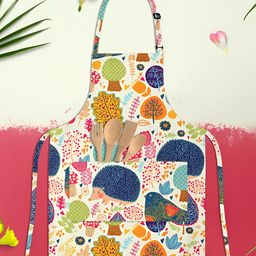 ArtzFolio Kids Light-Yellow & Blue Printed Cotton Aprons-26