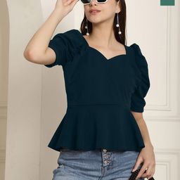 Metronaut Puff Sleeve Peplum Top-picture-2
