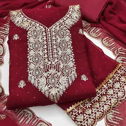DIVASTRI Floral Embroidered Unstitched Dress Material-image-92