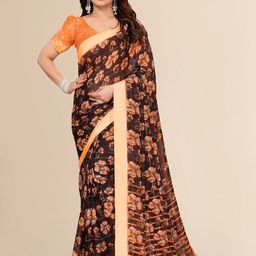 Moda Rapido Luxurious Georgette Satin Saree with Embellished Floral Design-picture-18