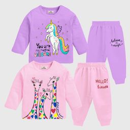 KUCHIPOO Girls Printed T-shirt with Pyjamas-picture-25