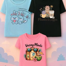 Damn Gud Girls Multicolour T-Shirt Pack of 27-image-83