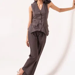 AUTUMN LANE Printed V Neck Top With Trousers Co-Ords Set-image-68