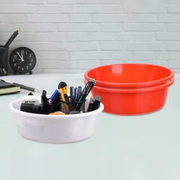 Kuber Industries Red and White 3 Pieces Desk Organisers-68