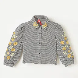 Blue Giraffe Girls Checked Shirt Collar Pure Cotton Shirt Style Top-picture-22