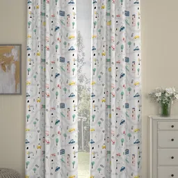Myntra Elegant Homes White & Green Set of 2 Quirky Long Door Curtain-23