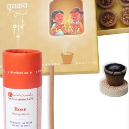 GaneshaSpeaks 95-Pcs Brown Wooden Dhoop Cup Dhoop Stick & Incense Stick-image-79