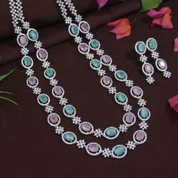 SGA FASHION Silver-Plated American Diamond Jewellery Set-10