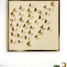 Home Centre Panorama Glitz Beige & Yellow Butterfly Wall Drecor-image-56