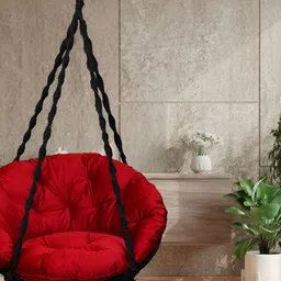 Patiofy Black & Red Cotton Round Comfortable Hammock Swing Chair With Cushion-6