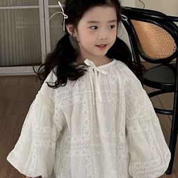 LULU & SKY Tie-Up Neck Bell Sleeve Cotton Top-image-77