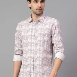 Cantabil Men Spread Collar Geometric Printed Cotton Slim Fit Casual Shirt-picture-13