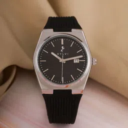 Sylvi Men Patterned Dial & Straps Analogue Multi Function Watch Pro-Blk-Silver-Blk-PU-6