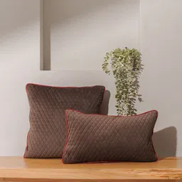 India Circus by Krsnaa Mehta Stone Spades Brown & Orange Velvet Rectangle Cushion Covers-image-79