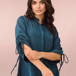 DressBerry Mandarin Collar Satin Top-image-25