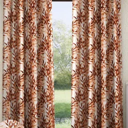Home Sizzler Brown & Beige 2 Pieces Floral Door Curtain-image-33