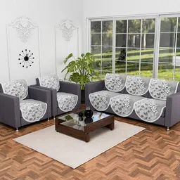 Kuber Industries Grey & Off White 10 Pieces Printed Cotton 5 Seater Sofa Cover-image-55