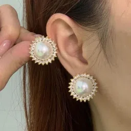 AKISON JEWELS Gold-Plated Cubic Zirconia Circular Studs-10