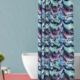 ArtzFolio Black and Blue Printed Waterproof Shower Curtain-image-63