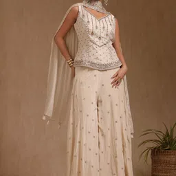 Soch Floral Embroidered Beads and Stones Tunic With Palazzos & Dupatta-image-84