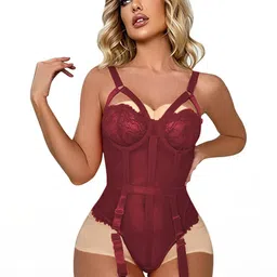 VAGHBHATT One Piece Baby Doll With Garter Belt-image-33