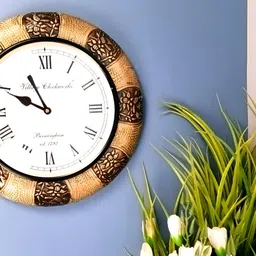 apka mart Beige & White Printed Vintage Wall Clock-image-11