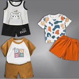 BAESD Unisex Kids Printed T-shirt with Shorts-97