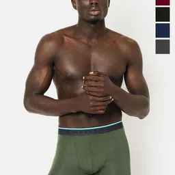 OLWEN Pack Of 5 Mid-Rise Short Trunks 5-Pebble-Wine Noir-Ivy-Platinum-Imperial-S-12