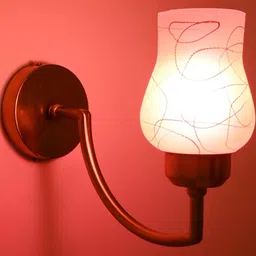 SOMIL Pink & White Printed Glass Cylinder Shaped Wall Lamp-24