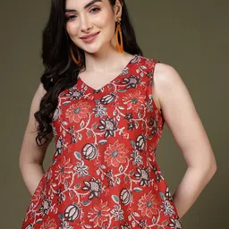 KEIYONA Women Floral Printed Cotton A-Line Top-picture-4