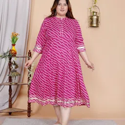 FLAVIA CREATION Plus Size Geometric Printed Gotta Patti A-Line Ethnic Dress-picture-46