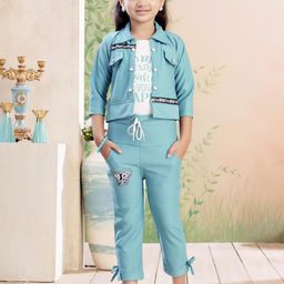 Muhuratam Girls Green Nylon Clothing Set-picture-33